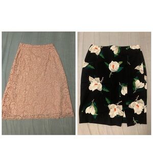 2 Skirts Bundle $50-Banana Republic-Black floral Size 4 &Zara Size M pink lace